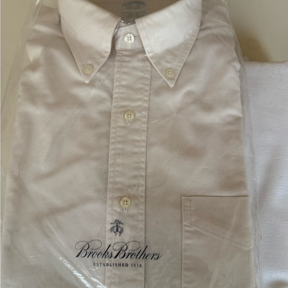 Brooks Brothers Ivory Slim Fit button down 15 1/2 neck 35 sleeve New in Packages
